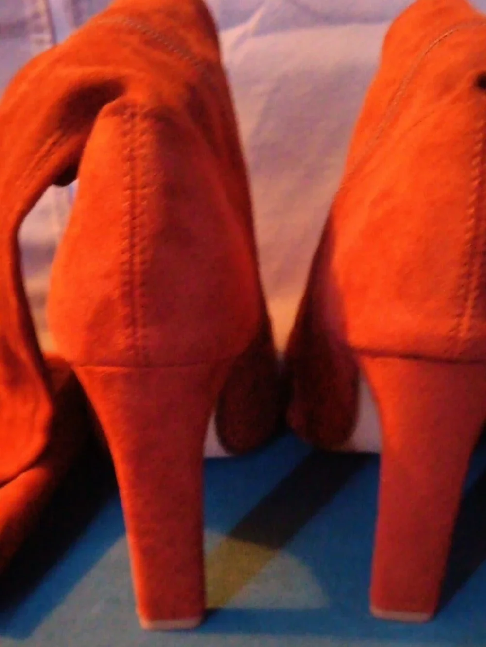 Over-the-Knee Suede High-Heel Boots in Rust